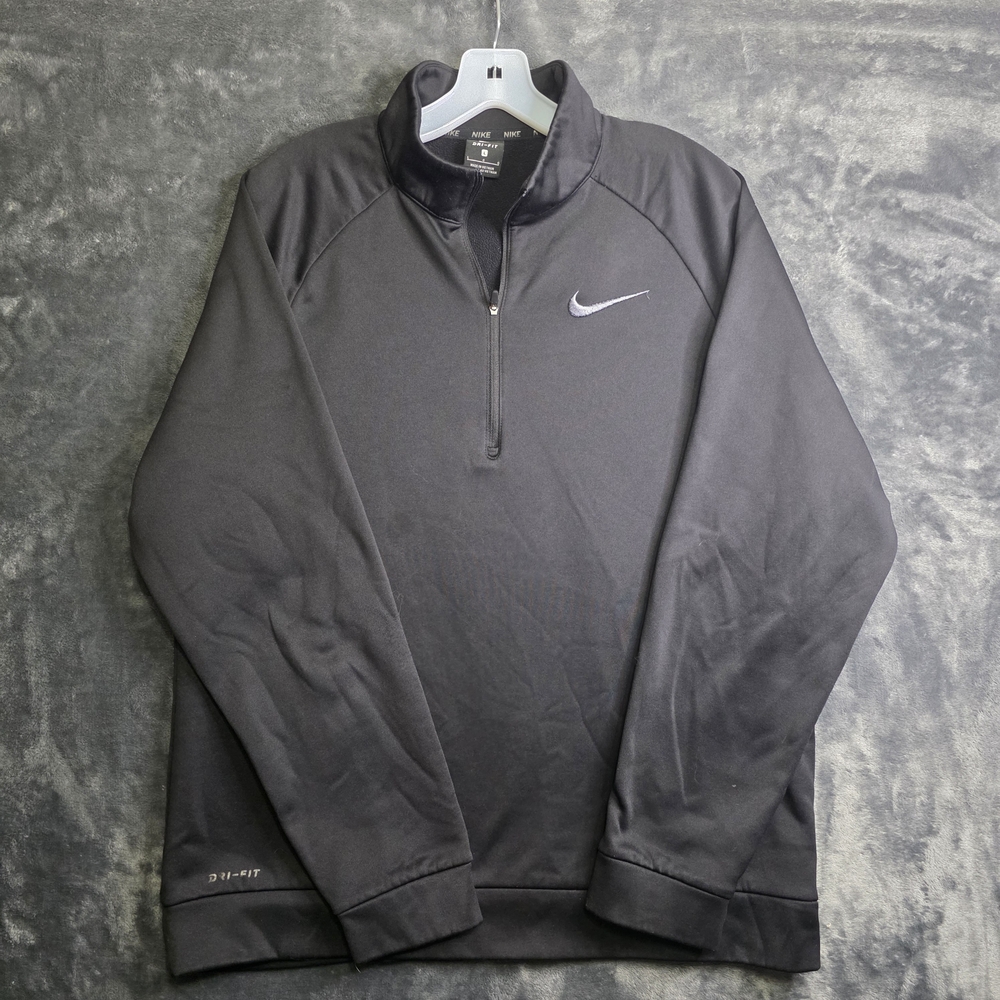 Nike THERMA Dri-Fit 1/4 Zip Pullover Mens Sz L Black Training Long Sleeve 836515